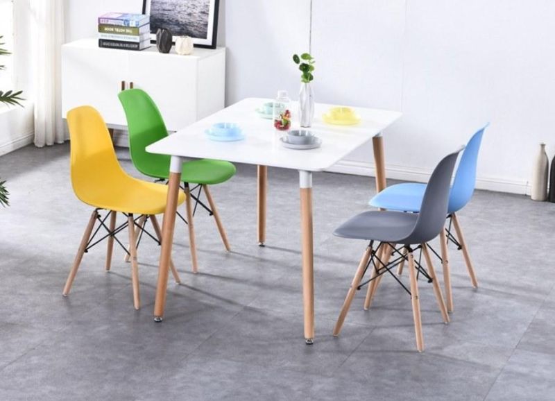 PP Plastic Modern Design Cheap Home Furniture Dining Room Chairs Beech Wood Legs Colorful Fabric Dining Chair