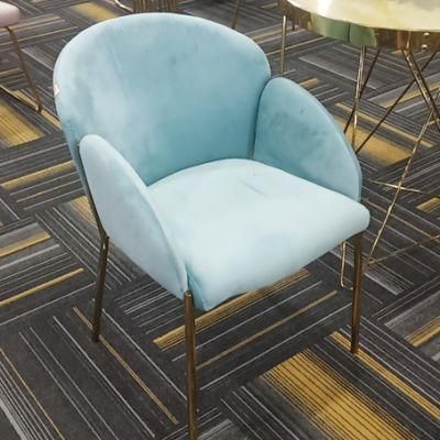 European Space Velvet Fabric Dining Chairs Modern Chair Metal Frame