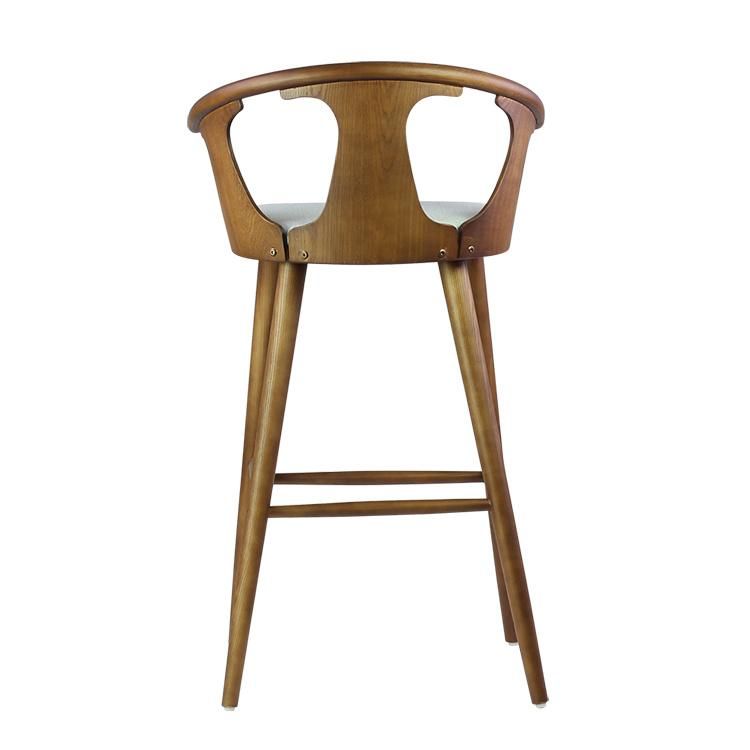 Wooden Frame Fabric Seat Bar Stool Chairs for Restaurant Commercial Use