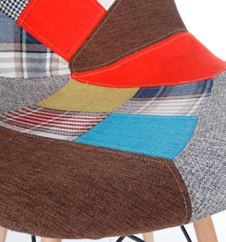 Promotion Ins Scandinavian Solid Wood Leg Patchwork Fabric Living Room Dining Chair for Sale