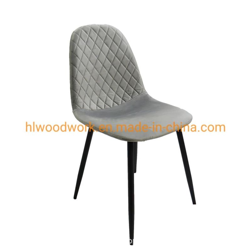 Factory Manufacturer New Design Dining Room Furniture Modern Restaurant Comfortable Sedie Accent Metal Legs Yellow Dining Room Velours Chair