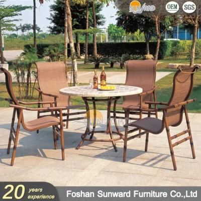 Customized Garden Hot Sale Resort Hotel Outdoor Leisure Patio Dining Restaurant Aluminum Balcony Bamboo Chair and Table Furniture