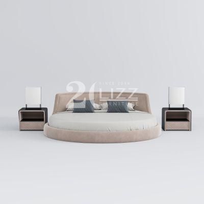 OEM ODM High Class Fabric Home Furniture Modern Luxury Round King Size Bedroom Bed