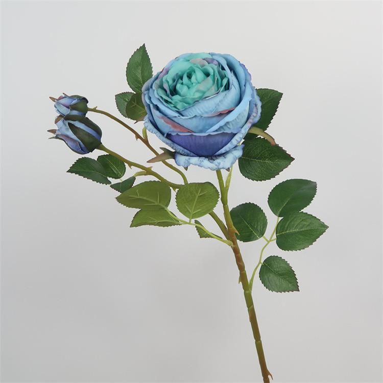 3 Heads Artificial Fabric Rose Flower Arrangements Bouquet for Party Garden Wedding Decor