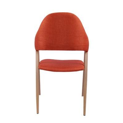 Wholesale Dining Furniture PVC Heat Transfer Wooden Design Chair Orange Fabric Dining Chair