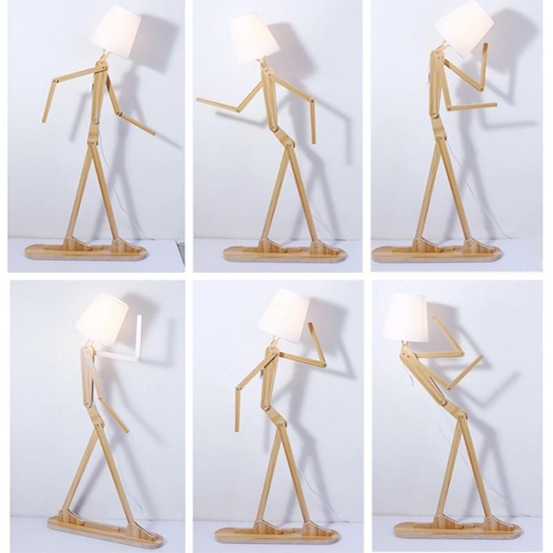 Nordic Wood Fabric Stand Light for Living Room Bedroom Study Art Deco Living Room Floor Lamp (WH-WFL-07)