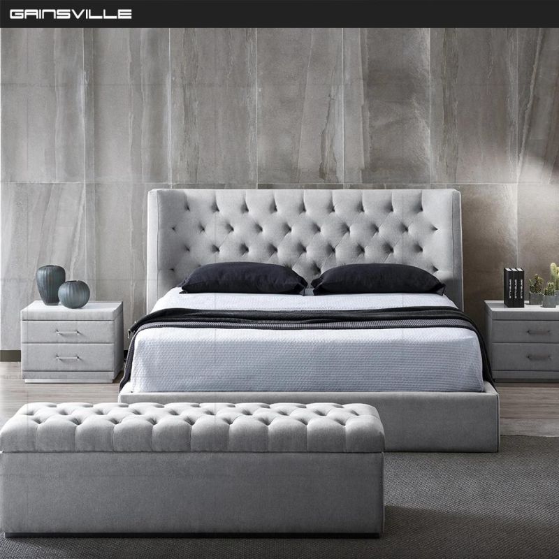 Italian Design Fabric Bedroom Furniture Factory Supplier Modern Bed King Queen Single Bed