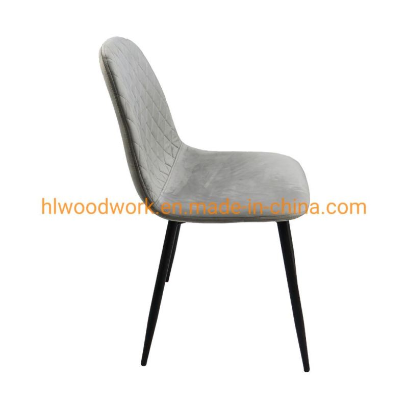 Hot Sale Modern Dining Room Chair Furniture Custom Color Antique MID-Century Brown Velvet Fabric Dining Chairs Black Metal Leg Cheap Dining Room Chair