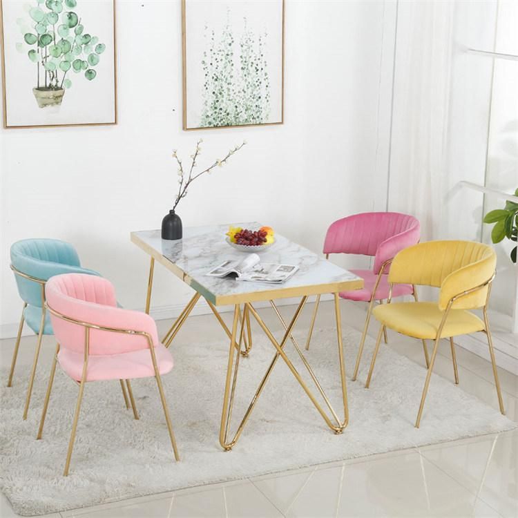 New Design Furniture Comfortable Dining Room Chairs Velvet Dining Chairs with Golden Chrome Legs