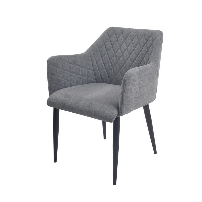 High Quality Dining Furniture Home Kitchen Fabric Gray Dining Chairs with Black Legs