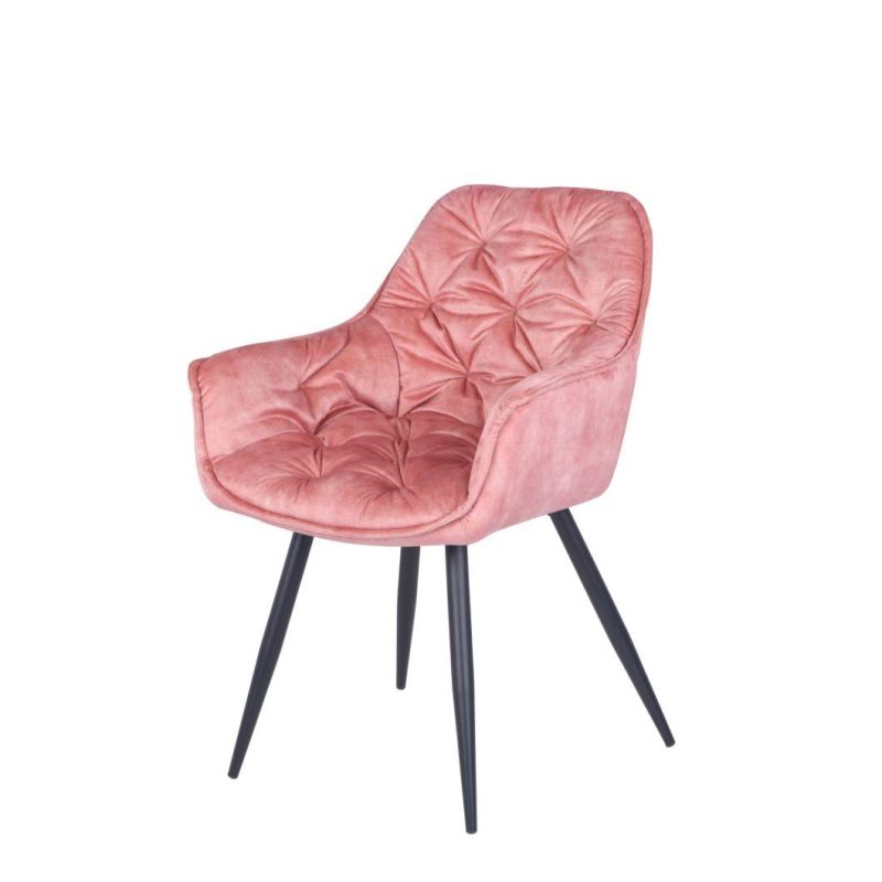 Hot Sale Factory Supply Velvet Fabric Arm Chair with Black Powder Coating Legs