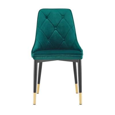 Velvet Dining Chair with Wooden Legs Armrest Hotel Dinner Chair Restaurant Upholstered Chair