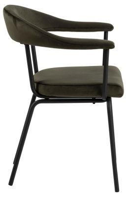 Dining Room Ergonomic Blue Velvet Steel Leg Dining Chair