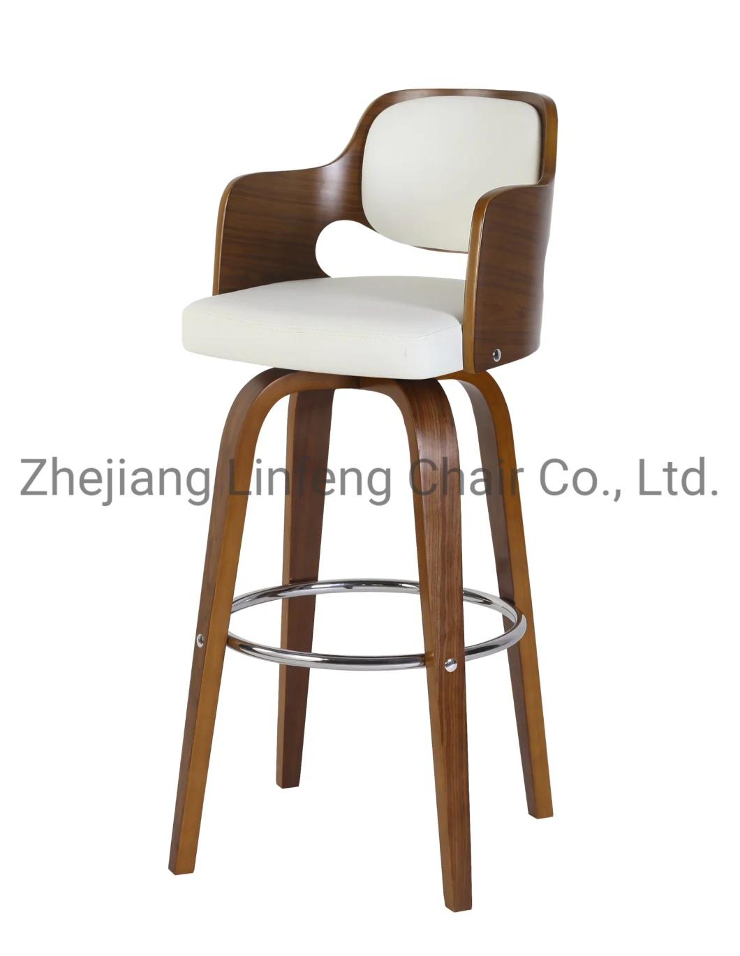 Solid Wood Luxury Elegant French Designs Dining Room Wood Bar Stool Industrial