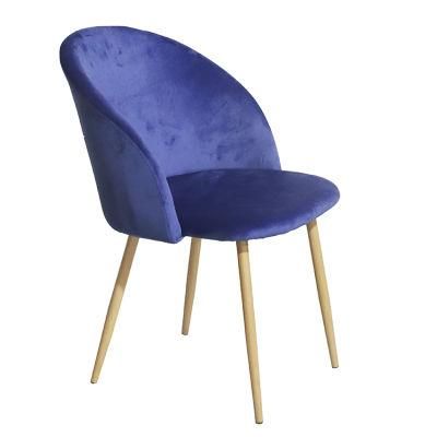 Modern Nordic Classic Design Durable Velvet or Fabric Iron Legs Heat Transfer Dining Restaurant Chair