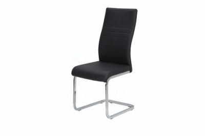 High Quality Luxury High Back Chrome Legs Nordic Hotel PU Leather Fabric Chrome Dining Chair