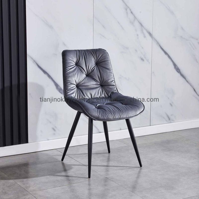 Furniture Modern Design Restaurant Light Grey Velvet Leisure Fabric Dining Room Chair Dining Chair Table Sets