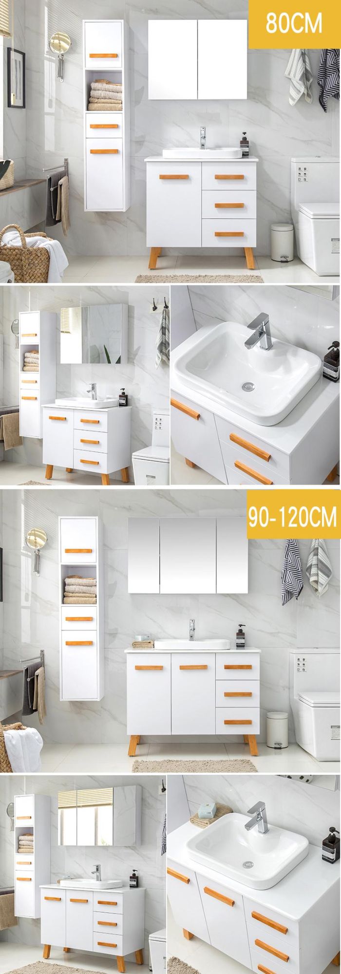 Modern New Resonable Prices Wall Mounted Bathroom Vanity Cabinet with Glass Mirror