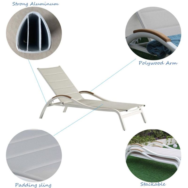 Textilene Outdoor Chaise Lounge Sun Lounger Aluminum Pool Daybed Furniture