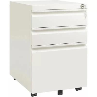 Under Desk File Cabinet 3 Drawers Lockable Mobile File Cabinet Pedestal with Full Length Handle