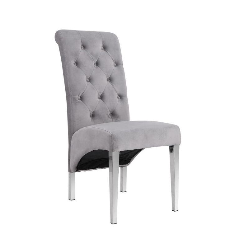 2021 Wholesale Hotel Luxury Stainless Steel Metal Frame Velvet Fabric Dining Chair for Dining Room