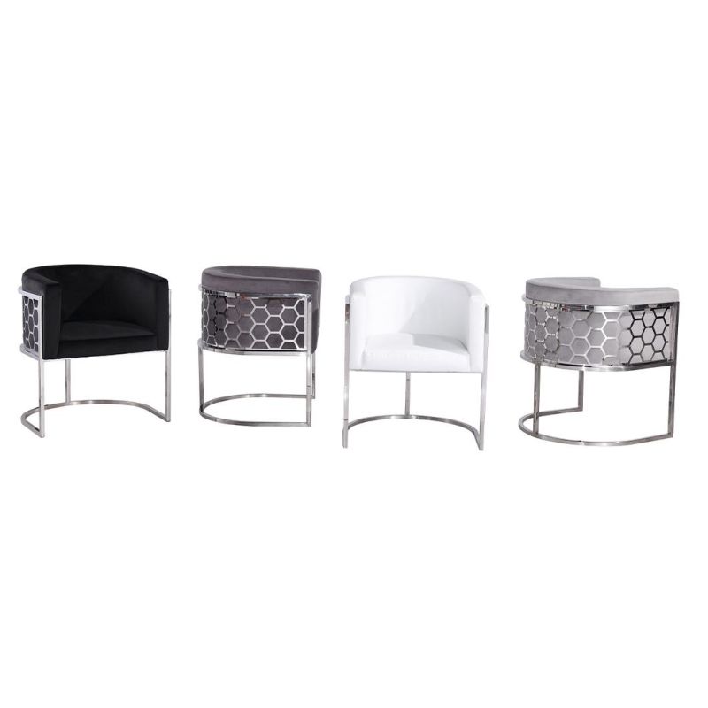 Chinese Wholesale Modern Design Furniture Stainless Steel Frame Velvet Fabric Upholstered Dining Chair