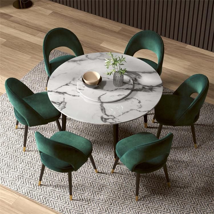 Modern Design Nordic Style Wire Velvet Arm Table Fabric Restaurant Gold Metal Leg Simple Dining Chair