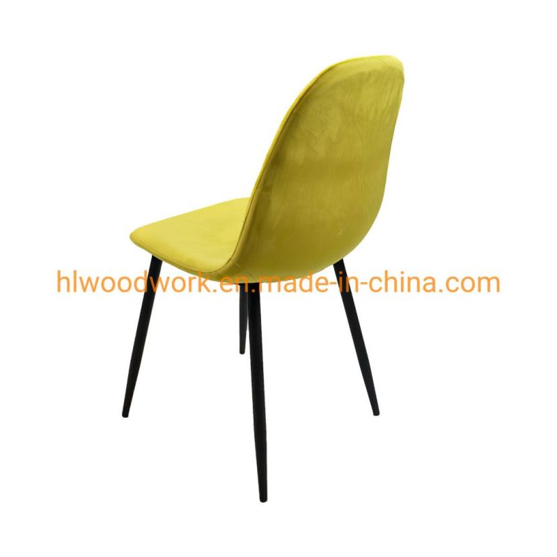 Modern Style Hotel Home Restaurant Furniture Brown Velvet Furniture Fabric Dining Chair Restaurant Furniture Dining Chair for Hotel Furniture with Metal Legs