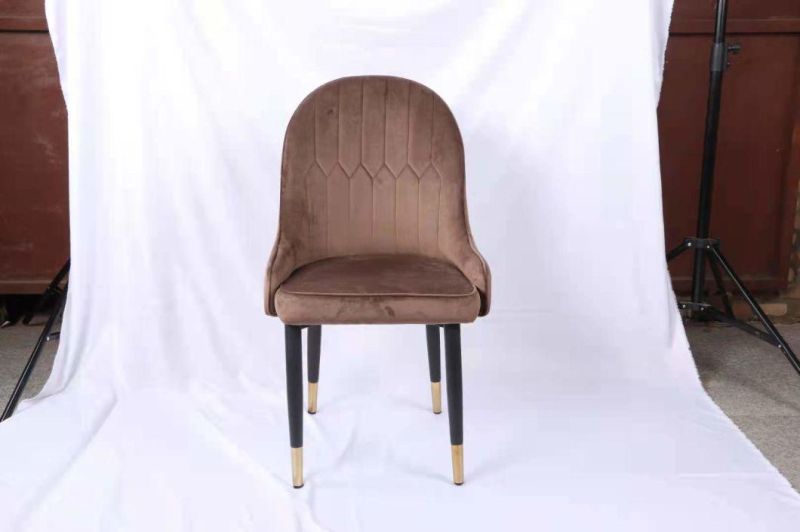 European Comfortable High Quality Fabric Dining Chairs with Metal Legs