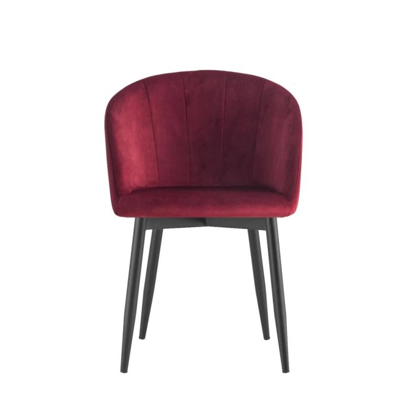 Free Sample Wholesale Home Furniture Coffee Hotel Luxury Upholstered Soft Back Velvet Fabric Dining Chair with Metal Legs