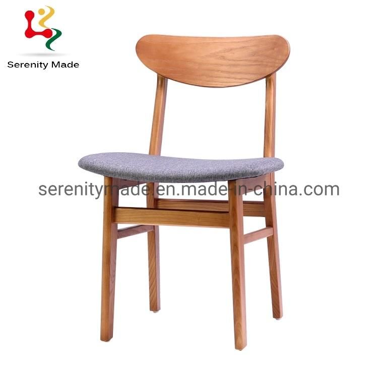 Fabric Upholstered Solid Wood Frame Leisure Dining Chair