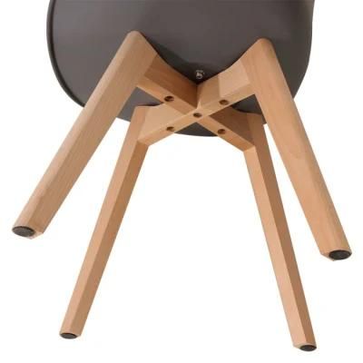 2021 Free Sample Colorful Restaurant Modern Plastic Padded Leisure Chair French Style Restaurant Dining Chair with Solid Wood Leg