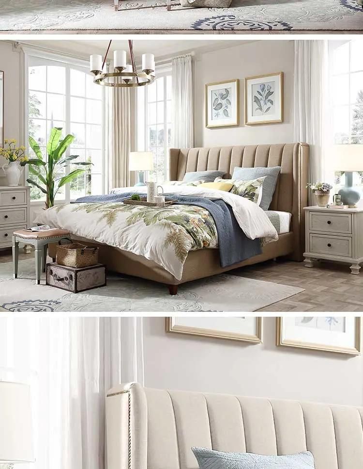 Linsy Hot Sale Wood Fabric King Queen Size Modern Bed Rax2a