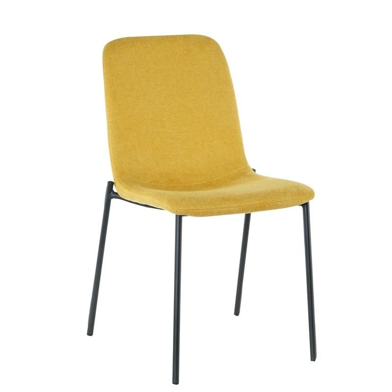 Luxury Design Restaurant Yellow Velvet Designer Metal Leg Modern Fabric Dining Chairs