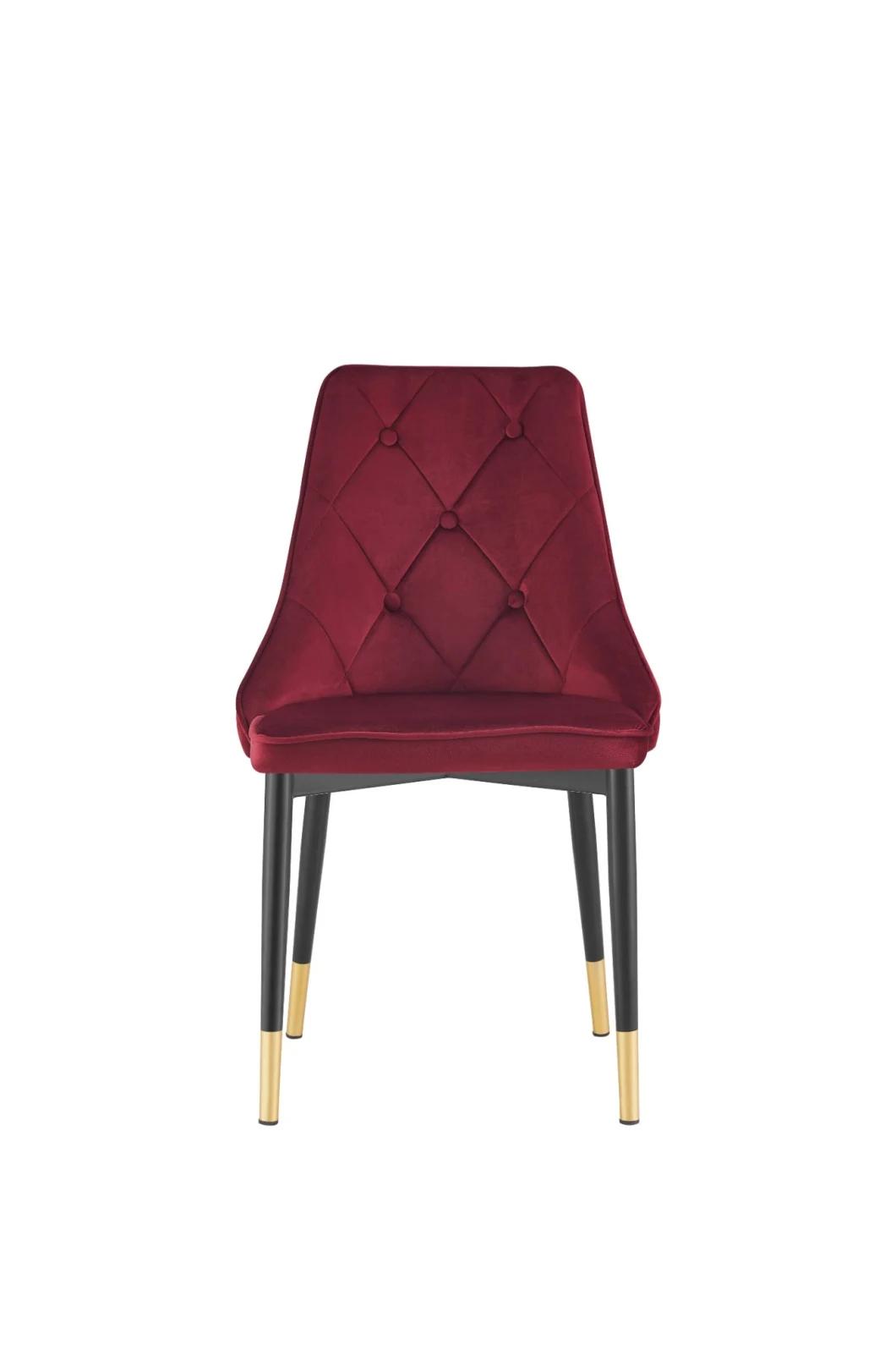 Hot Selling Velvet Home Furniture Metal Leg Dining Chair Armless Restaurant Chair