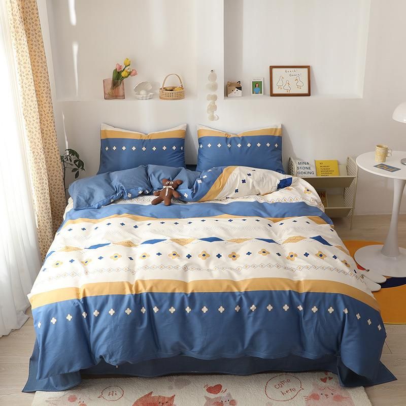 Home Textile Fabric Four Piece Bed Linen Bedspread Coverlets Quilt Hotel Bedding Set Cotton Bed Duvet Covers Pillowcase Bedsheet