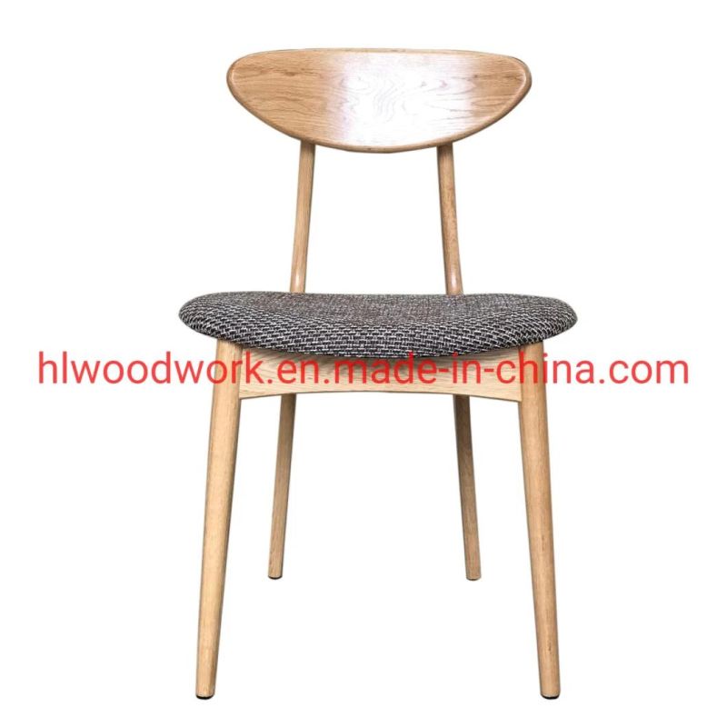 Dining Chair Oak Wood Frame Natural Color Fabric Cushion Grey Color B Style Wooden Chair Furniture Dining Room Furniture