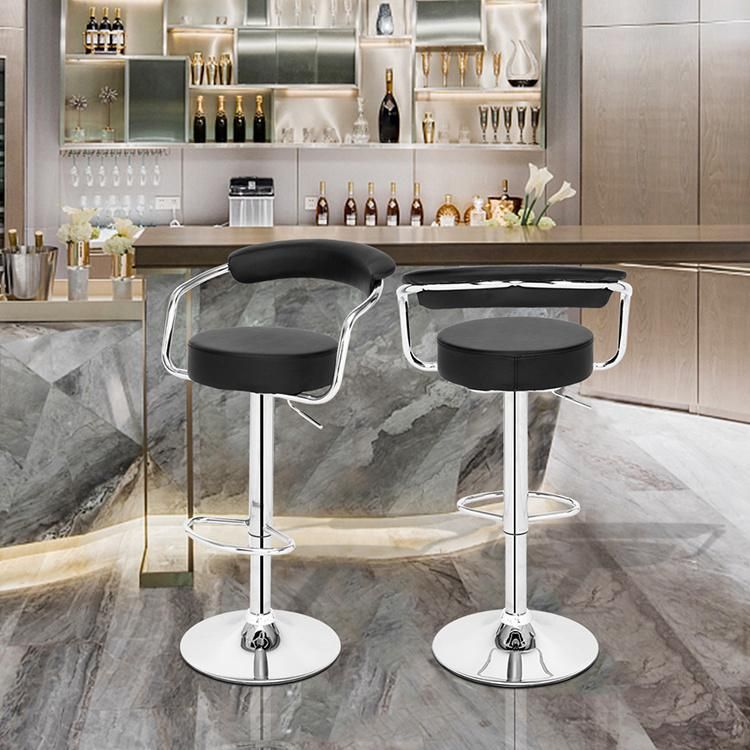 Modern Swivel Kitchen Counter Bar Stools Breakfast Orange Leather Bar Stool with Backrest