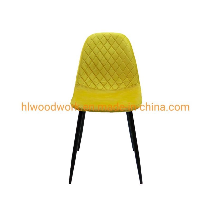 Indoor Outdoor Luxury Nordic Style Home Furniture Restaurant Yellow Velvet Modern Dining Chair New Velvet Metal Leg Dining Chairs