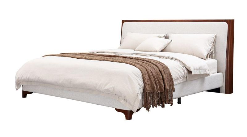 Latest Modern Simple Design Upholstered Fabric Bed Frame for Hotel Villa Apartment Bedroom Furniture