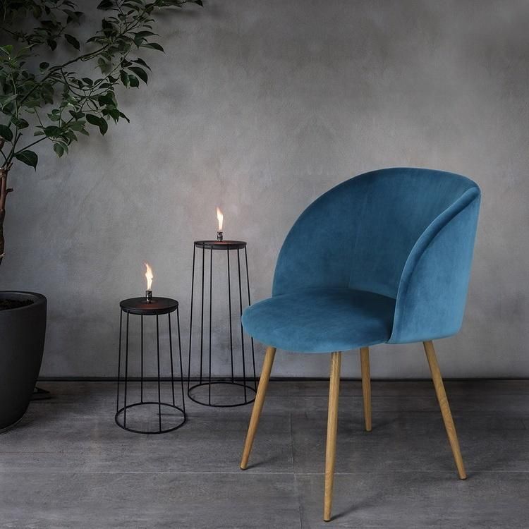 High Quality Dining Room Furniture European Style Blue Velvet Chair Modenrn Design Free Sample MID Back Dining Chair