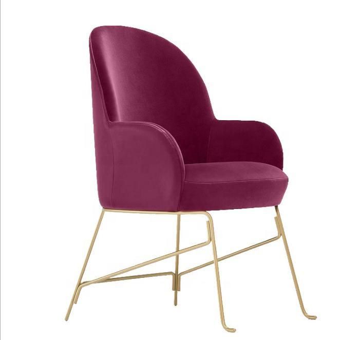 European Luxury Upholstered Restaurant Dining Metal Foot Tufted Cheap Velvet Fabric Dining Chair