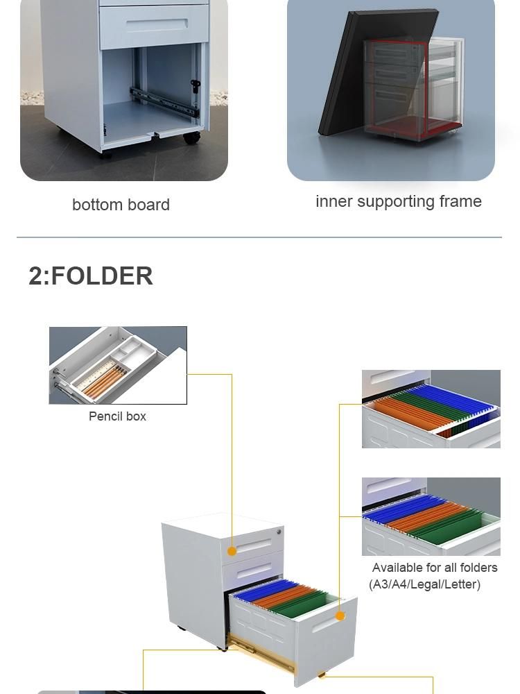 Office Storage and Filing Drawer Mobile Storage Pedestal Cabinet