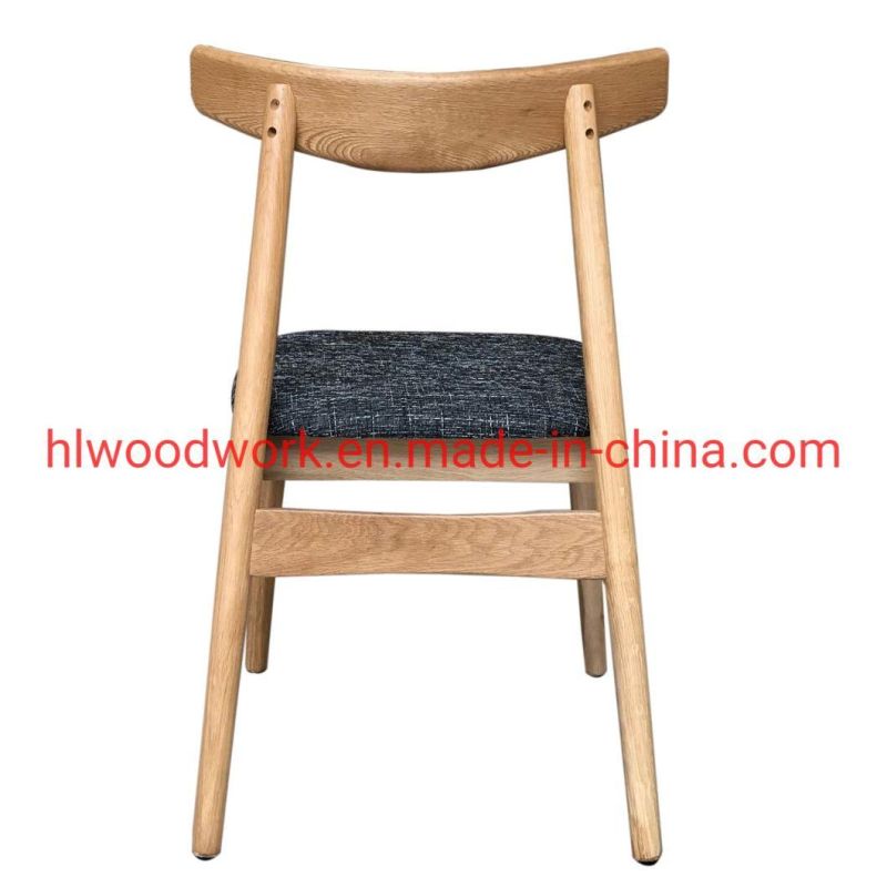 Dining Chair Oak Wood Frame Natural Color Fabric Cushion Grey Color K Style Wooden Chair Furniture Restaurant Furniture Hotel Furniture