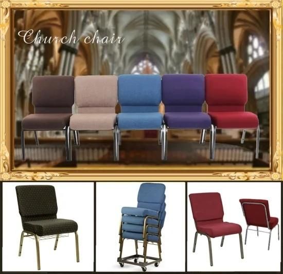 Cheap Metal Frame Fabric Silla Indoor Multi-Size Back Church Chair