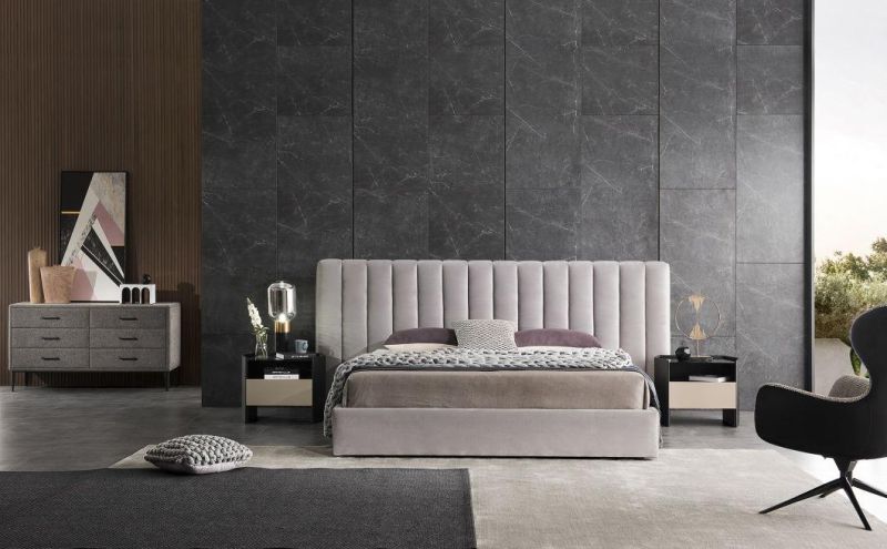 Premium Bedroom Furniture Letto Lit Bett King Size Bed Frame Italian Fancy Velvet Upholstered Bed Set Luxury Modern Double Beds