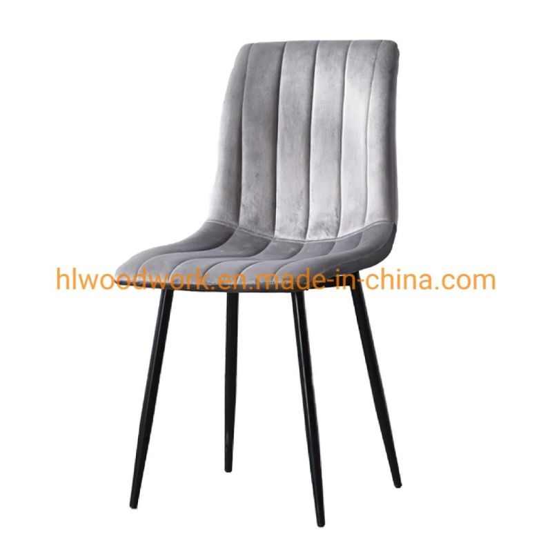 Modern Restaurant Furniture Comfortable Fabric Coffee Chair Black Spray Metal Leg Restaurant Chair Popular Modern Living Room Home Leisure Chair