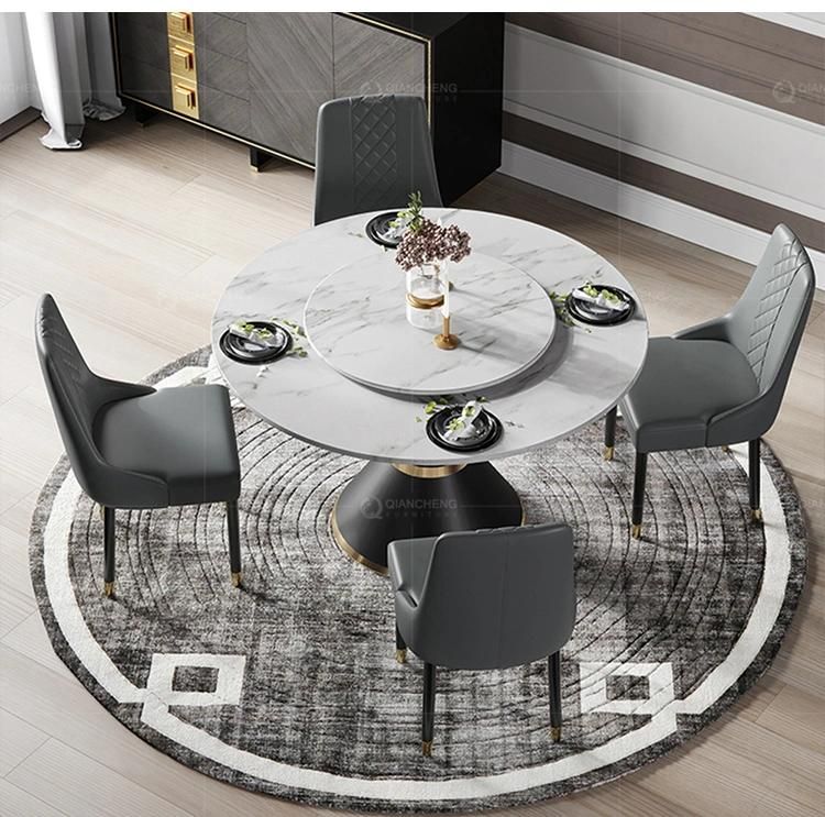 Luxury Round Marble Rotating Dining Table with Lazy Susan