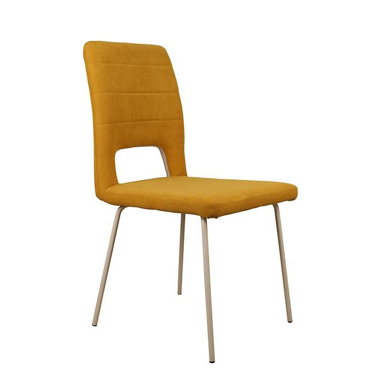 Hot Sale Home Furniture Modern Style Linen Chair Eco-Friendly Yellow Fabric Dining Chair