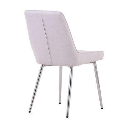 Modern Home Office Furniture Upholstered Fabric Dining Chair for Hotel Restaurant Chair with Chromed Legs